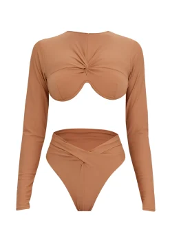 Akacia Nude Long Sleeve Bikini<Andrea Iyamah Fashion