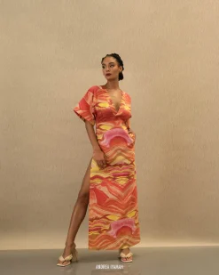 Alyma Kaftan Dress-Sunset<Andrea Iyamah Discount