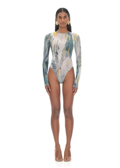 Elle Abstract Bark Mesh Bodysuit<Andrea Iyamah Fashion