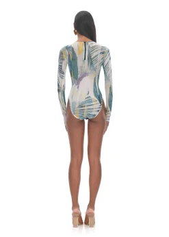 Elle Abstract Bark Mesh Bodysuit<Andrea Iyamah Fashion