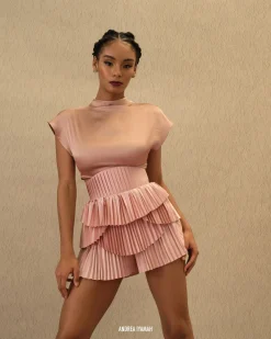 Hami Crop Top-Pearl Pink<Andrea Iyamah Shop