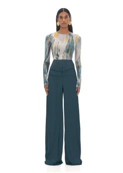 Linea Green Pleated Pants<Andrea Iyamah Store