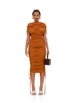 Ratu Mesh Dress-Caramel<Andrea Iyamah Best