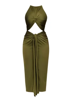 Reni Midi Dress-Olive<Andrea Iyamah Cheap