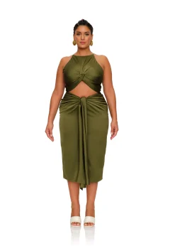Reni Midi Dress-Olive<Andrea Iyamah Cheap