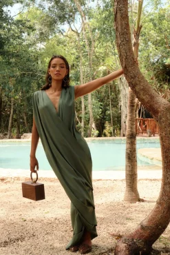 Sayo Kaftan Dress-Forest<Andrea Iyamah Outlet