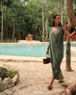 Sayo Kaftan Dress-Forest<Andrea Iyamah Outlet