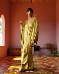 Tibara Kaftan Dress-Lime<Andrea Iyamah Sale